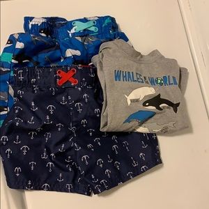 Two cat $ jack swim trunks and one swim shirt